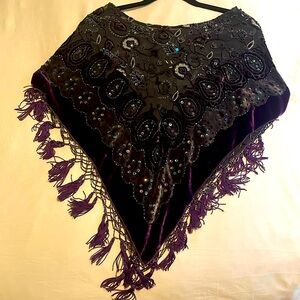 Purple, beaded poncho